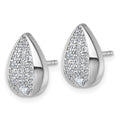 Sterling Silver Rhodium-plated CZ Teardrop Post Earrings