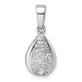 Sterling Silver Rhodium-plated CZ Teardrop Pendant