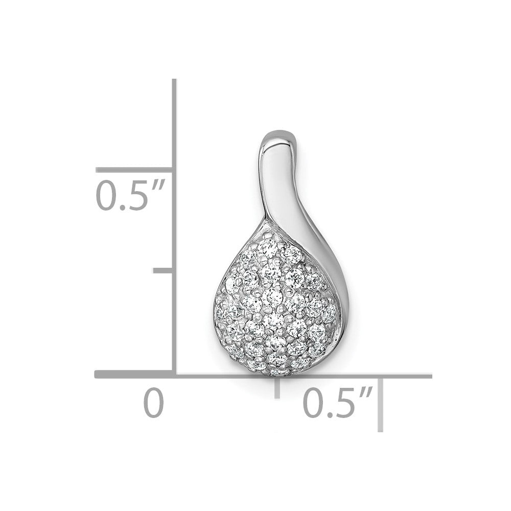 SS Rhodium-plated Polished Fancy CZ Chain Slide Pendant