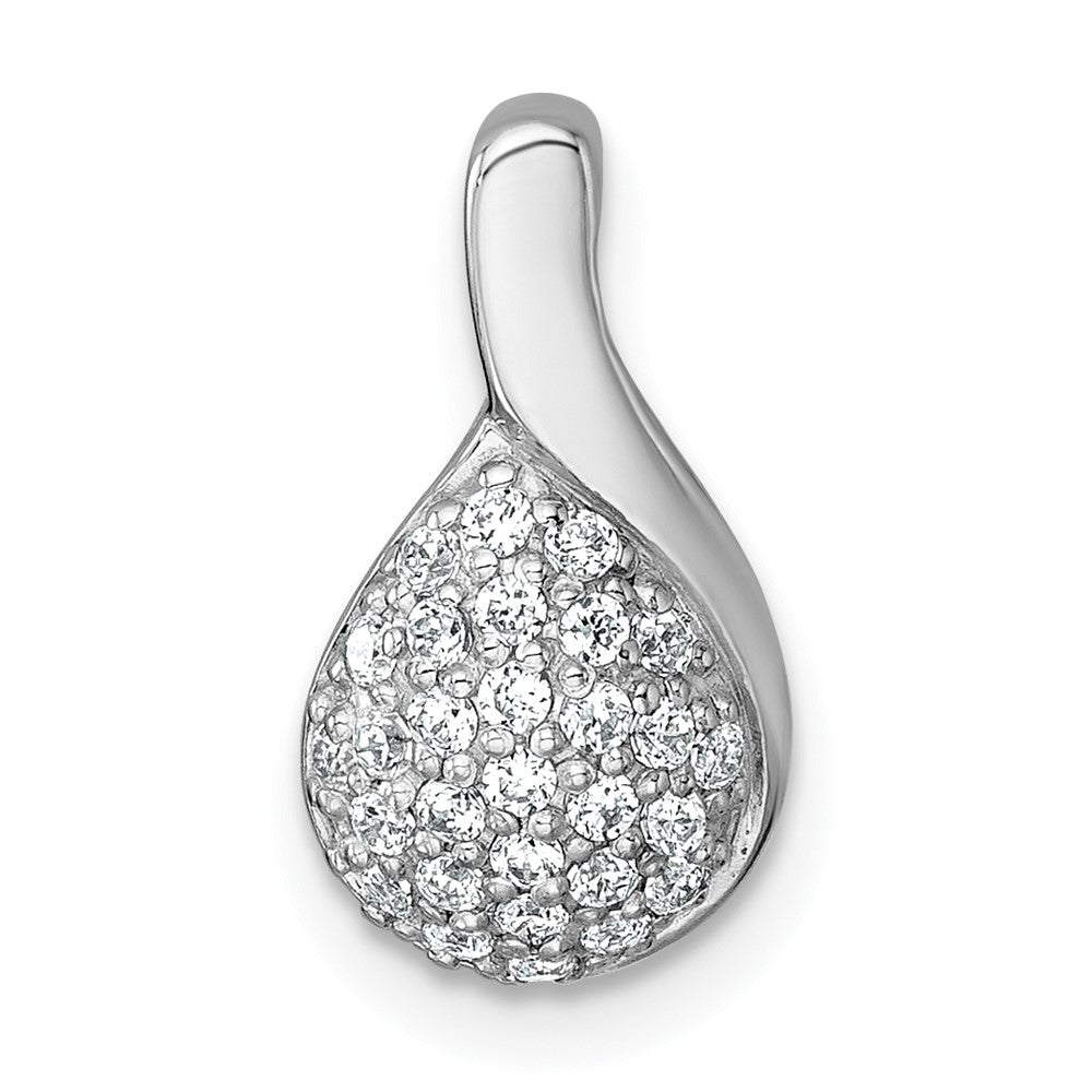 SS Rhodium-plated Polished Fancy CZ Chain Slide Pendant