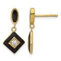 Sterling Silver Gold-plated CZ Enamel Post Earrings