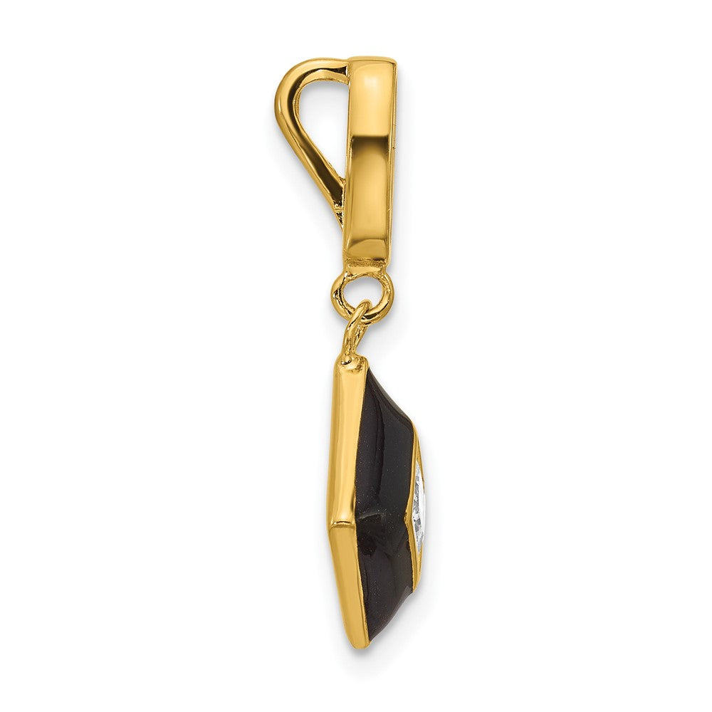 Sterling Silver Gold-plated CZ Enamel Pendant