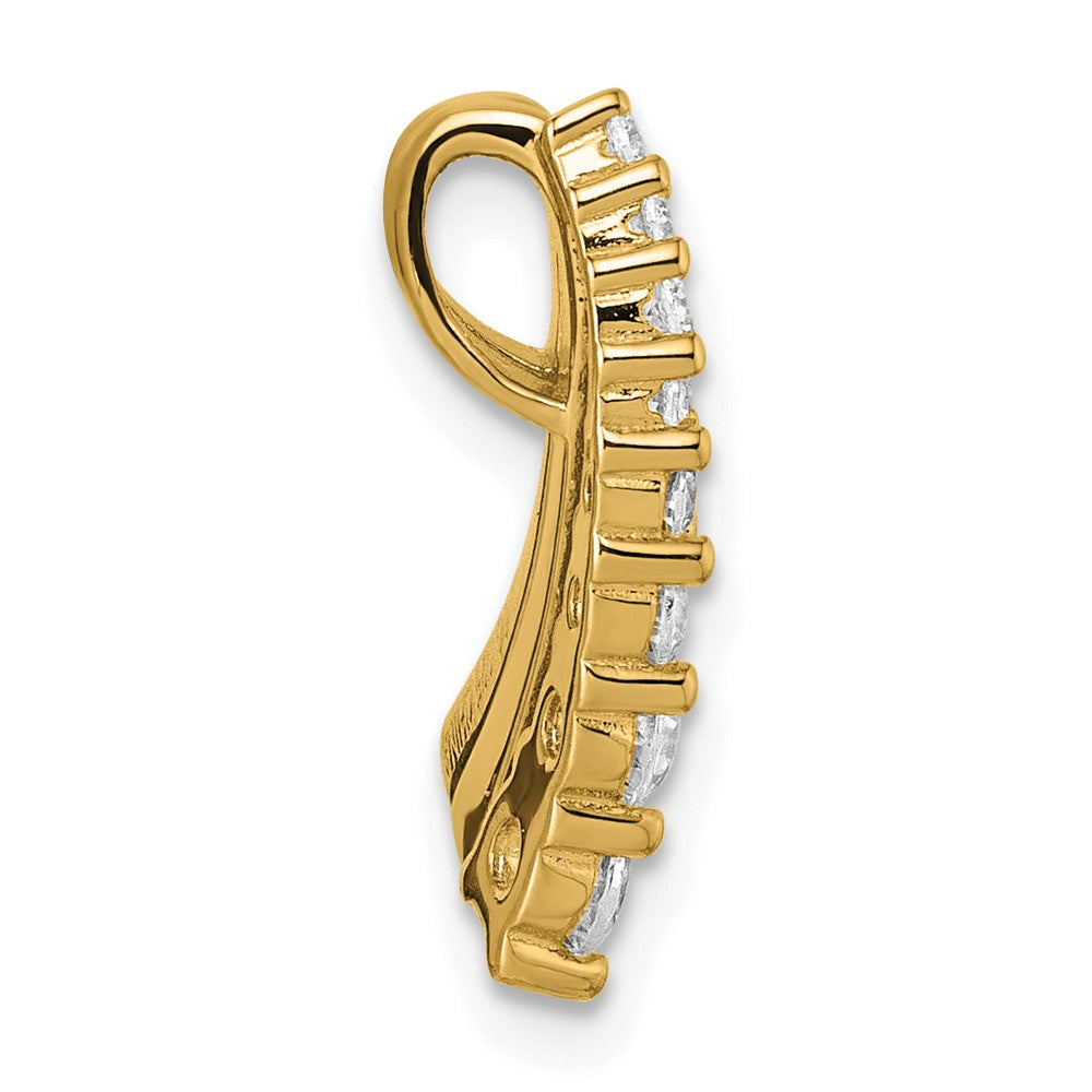 Sterling Silver Gold-tone Black Enamel CZ Chain Slide Pendant