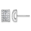 Sterling Silver Rhodium-plated CZ Rectangle Post Earrings
