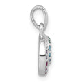 Sterling Silver Rhodium-plated Multi Color CZ Double Circle Pendant