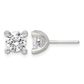 Sterling Silver Polished 4 Prong CZ Post Earrings