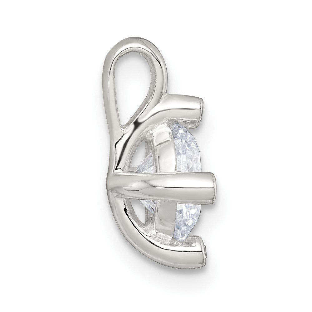 Sterling Silver Polished 4 Prong CZ Chain Slide Pendant