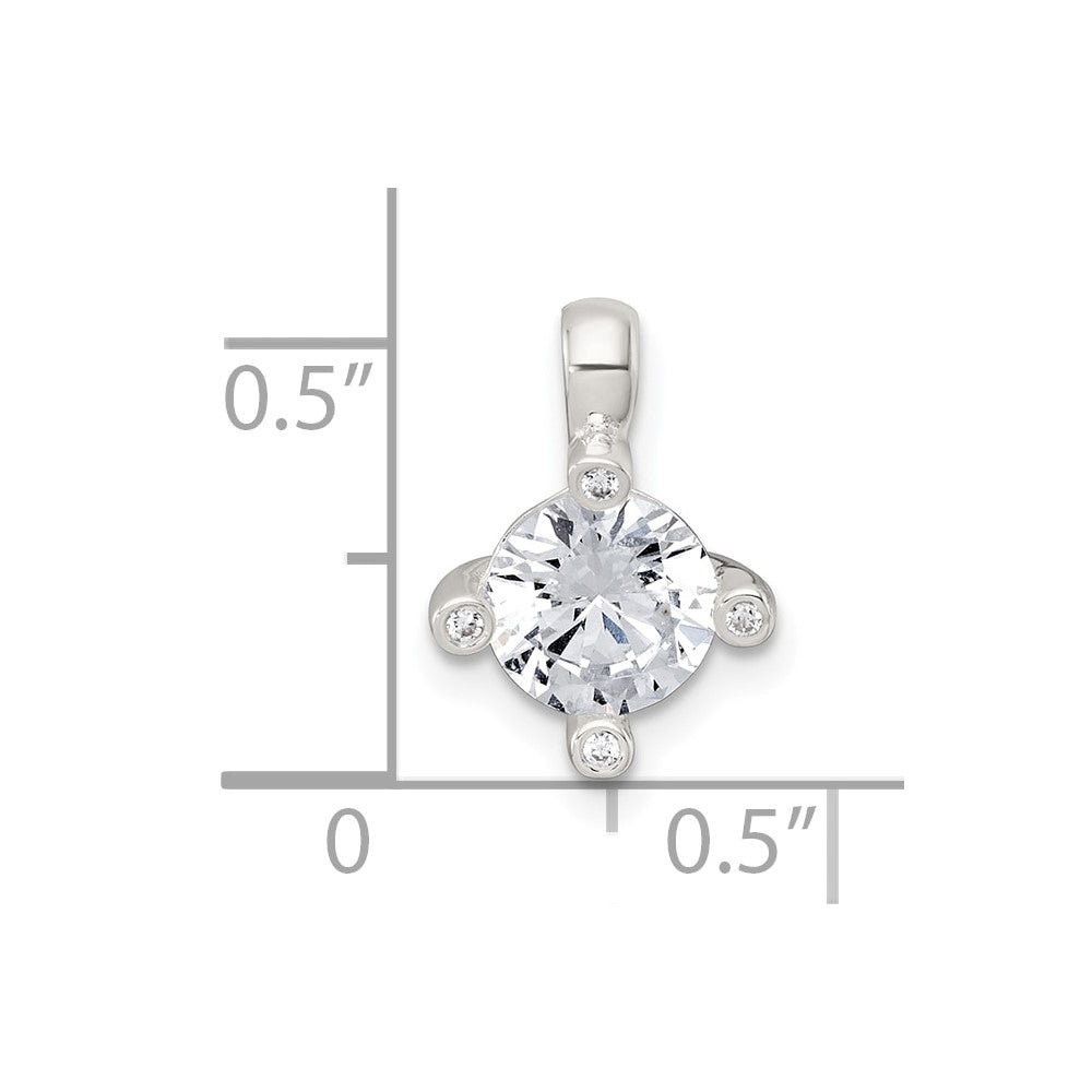 Sterling Silver Polished 4 Prong CZ Chain Slide Pendant