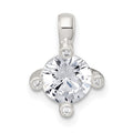 Sterling Silver Polished 4 Prong CZ Chain Slide Pendant