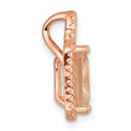 Sterling Silver Rose-tone Polished Glass and CZ Chain Slide Pendant