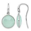 Sterling Silver Rh-plated Green Chalcedony Shepherd Hook Earrings