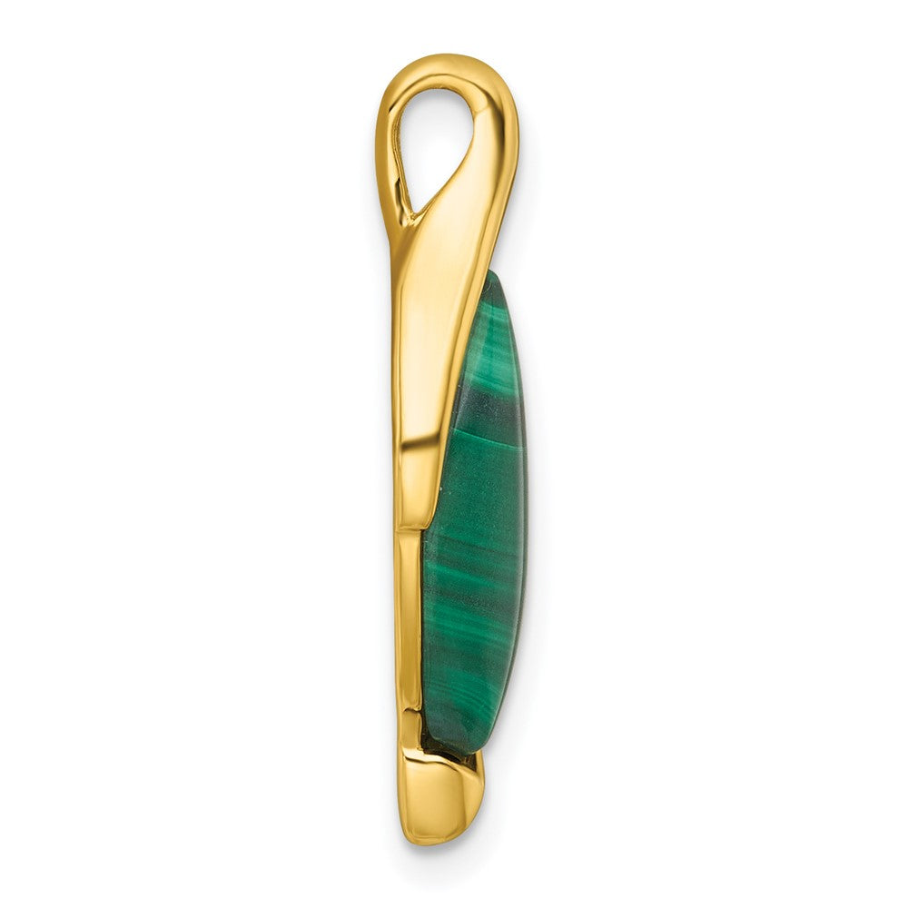Sterling Silver Gold-Tone Polished Fancy Malachite Chain Slide Pendant