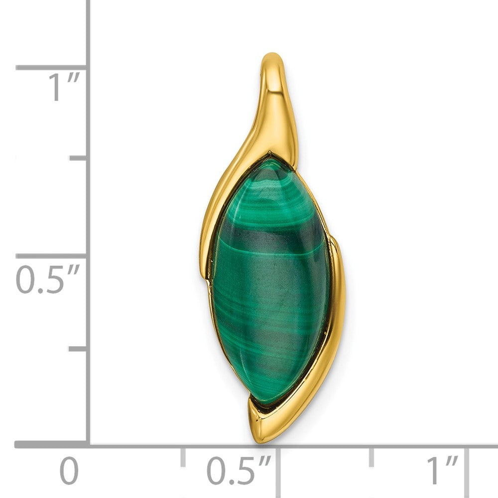 Sterling Silver Gold-Tone Polished Fancy Malachite Chain Slide Pendant