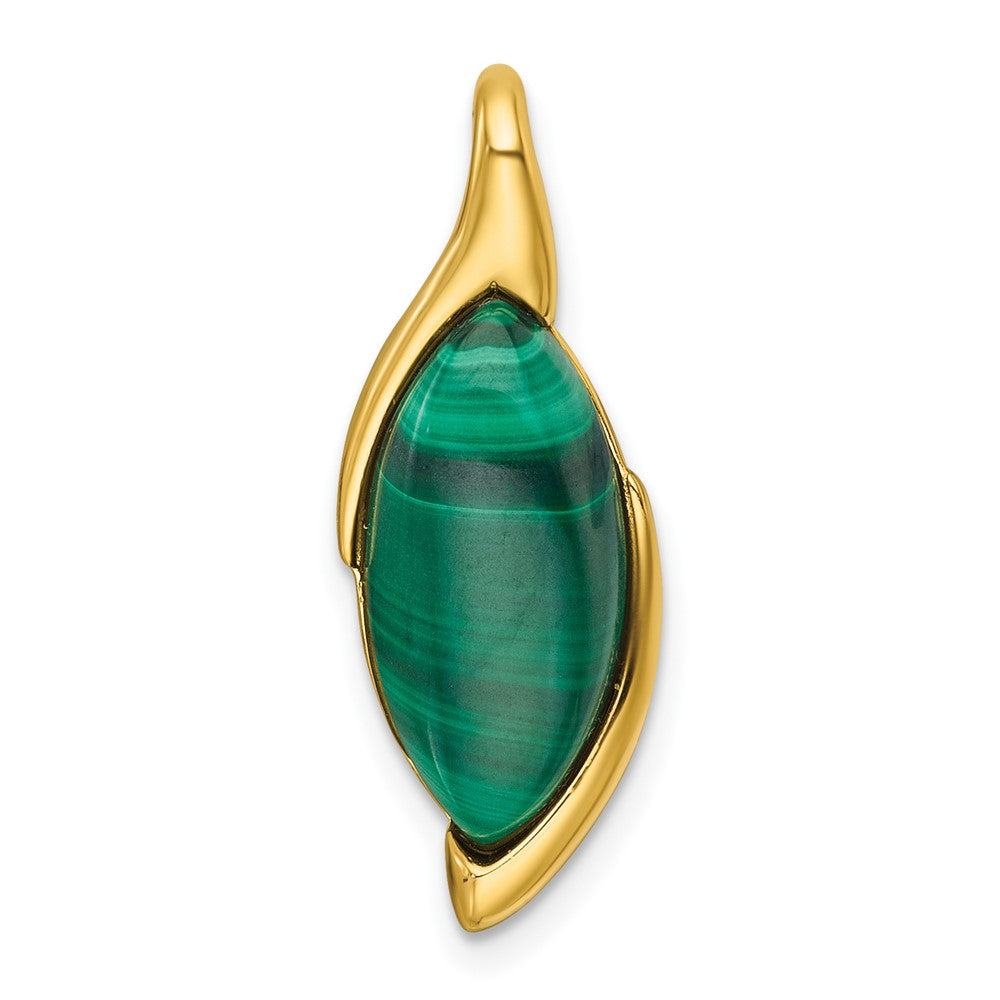 Sterling Silver Gold-Tone Polished Fancy Malachite Chain Slide Pendant