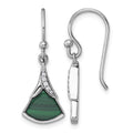 Sterling Silver Rhodium-plated CZ And Malachite Dangle Earrings