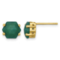 Sterling Silver Gold-tone Green Chalcedony Post Earrings