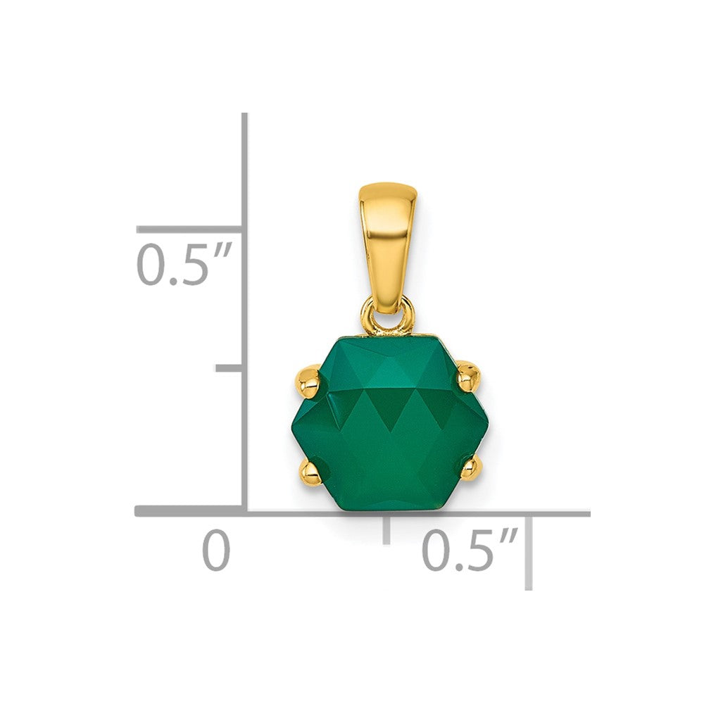 Sterling Silver Gold-tone Green Chalcedony Pendant