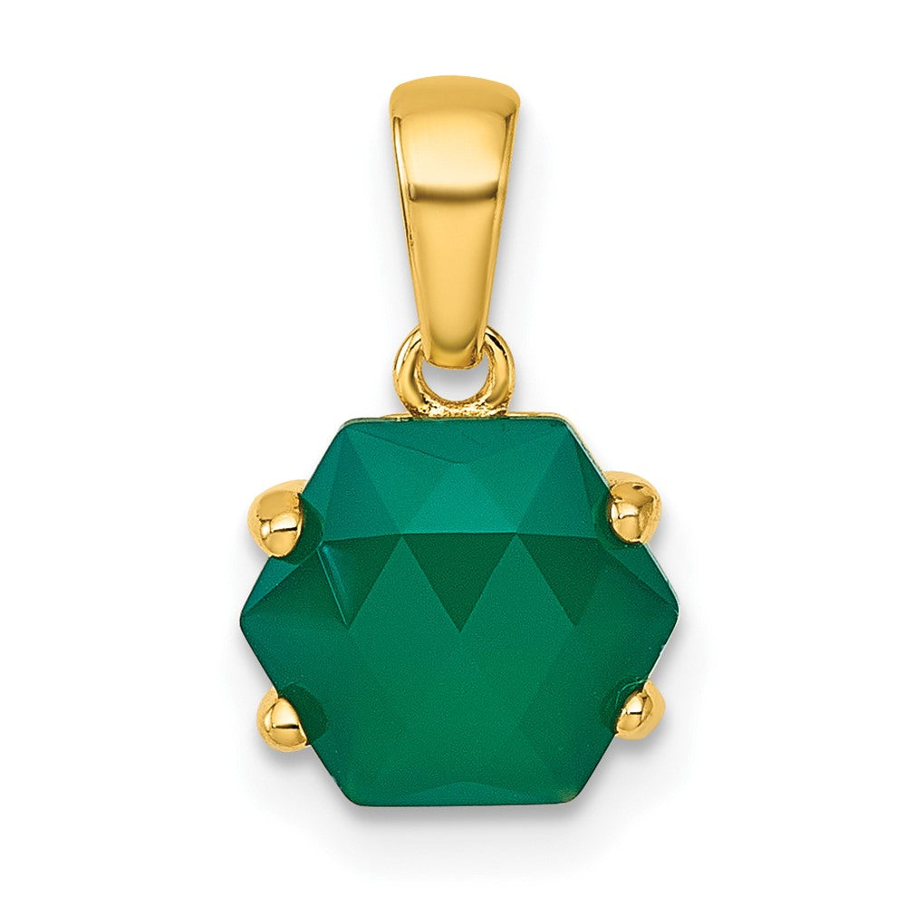 Sterling Silver Gold-tone Green Chalcedony Pendant