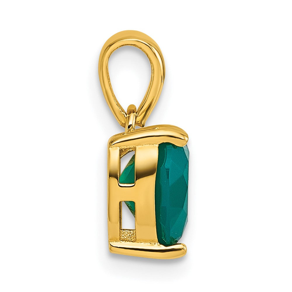 Sterling Silver Gold-tone Green Chalcedony Heart Pendant