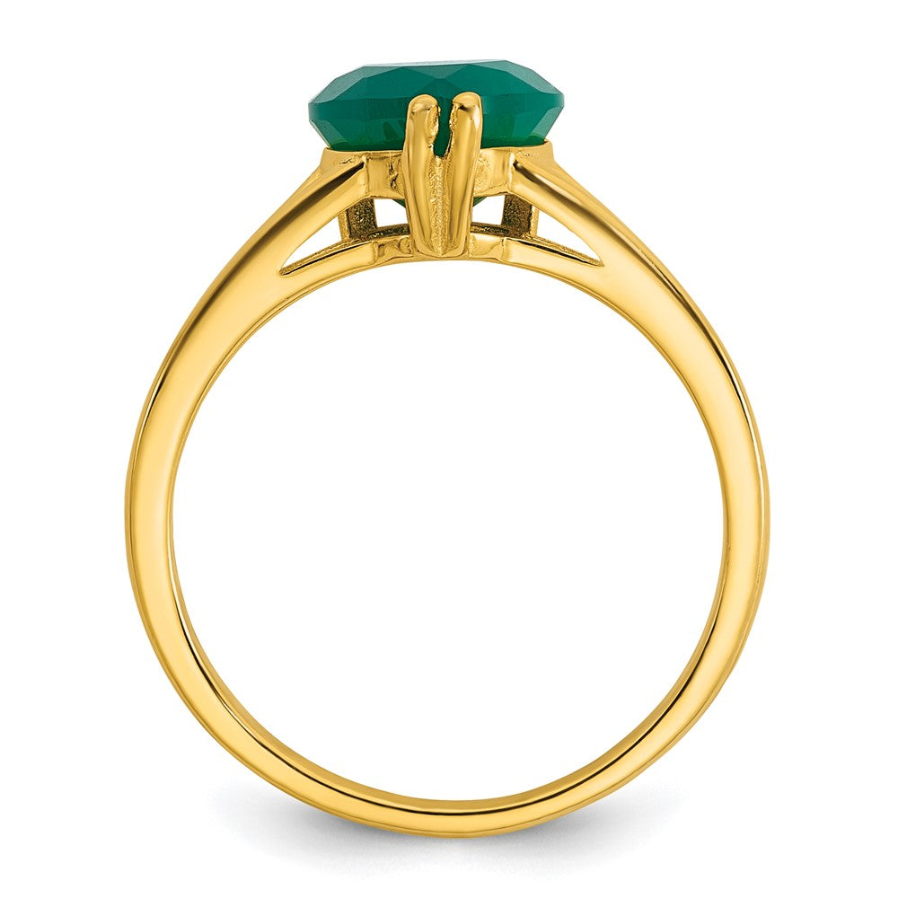 Sterling Silver Gold-tone Green Chalcedony Heart Ring