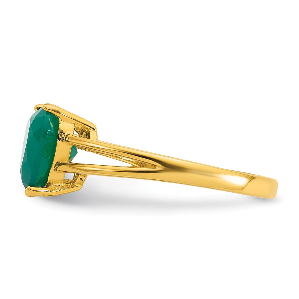 Sterling Silver Gold-tone Green Chalcedony Heart Ring