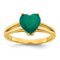 Sterling Silver Gold-tone Green Chalcedony Heart Ring