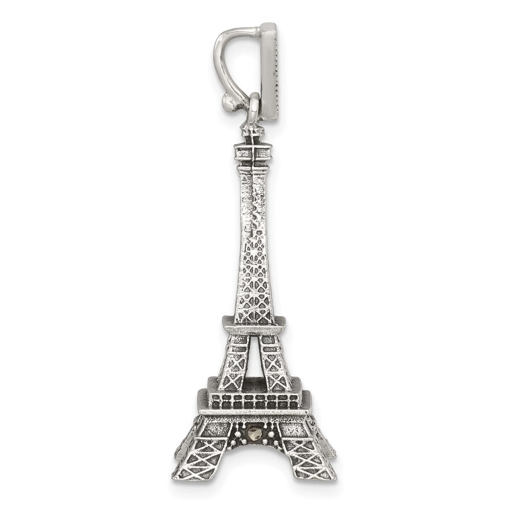 Sterling Silver Antiqued Marcasite 3-D Eiffel Tower Pendant