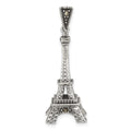 Sterling Silver Antiqued Marcasite 3-D Eiffel Tower Pendant