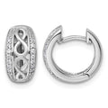 Sterling Silver Rh-plt Polished and Satin CZ Infinity Hinged Hoop Earrings
