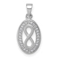 Sterling Silver Rhodium-plated Polished and Satin CZ Infinity Pendant