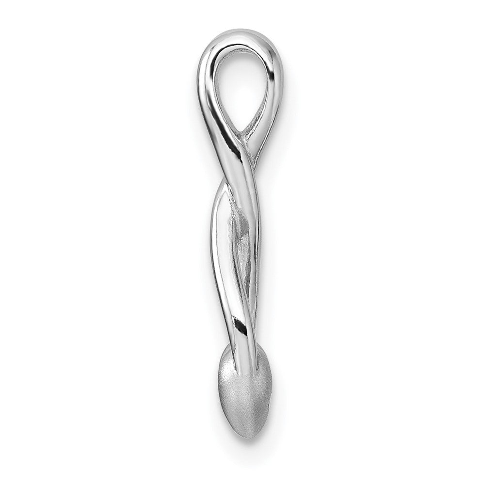 SS Rhodium-plated Polished / Brushed Fancy Heart Chain Slide Pendant