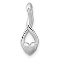 SS Rhodium-plated Polished / Brushed Fancy Heart Chain Slide Pendant