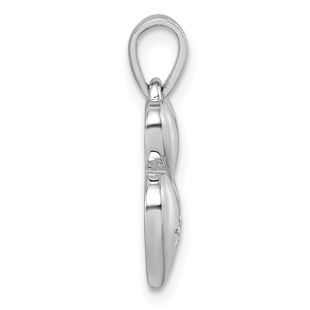 Sterling Silver Rhodium-plated Polished CZ Double Heart Pendant