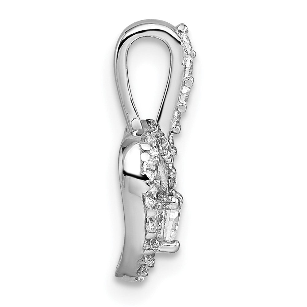 Sterling Silver Rhodium-plated Polished CZ Heart Pendant