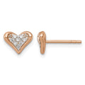 Sterling Silver Rhodium and Rose Gold-plated CZ Heart Post Earrings