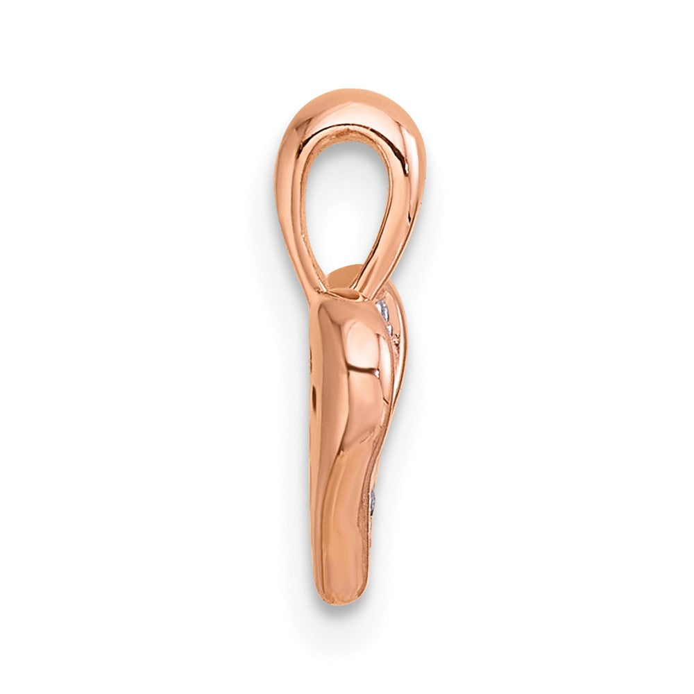 Sterling Silver Rhodium & Rose Gold-pltd CZ Heart Pendant