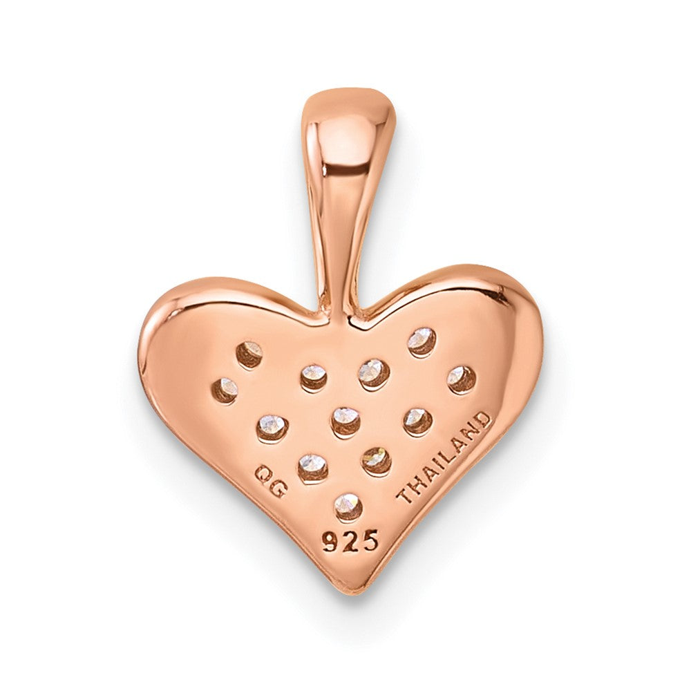 Sterling Silver Rhodium & Rose Gold-pltd CZ Heart Pendant