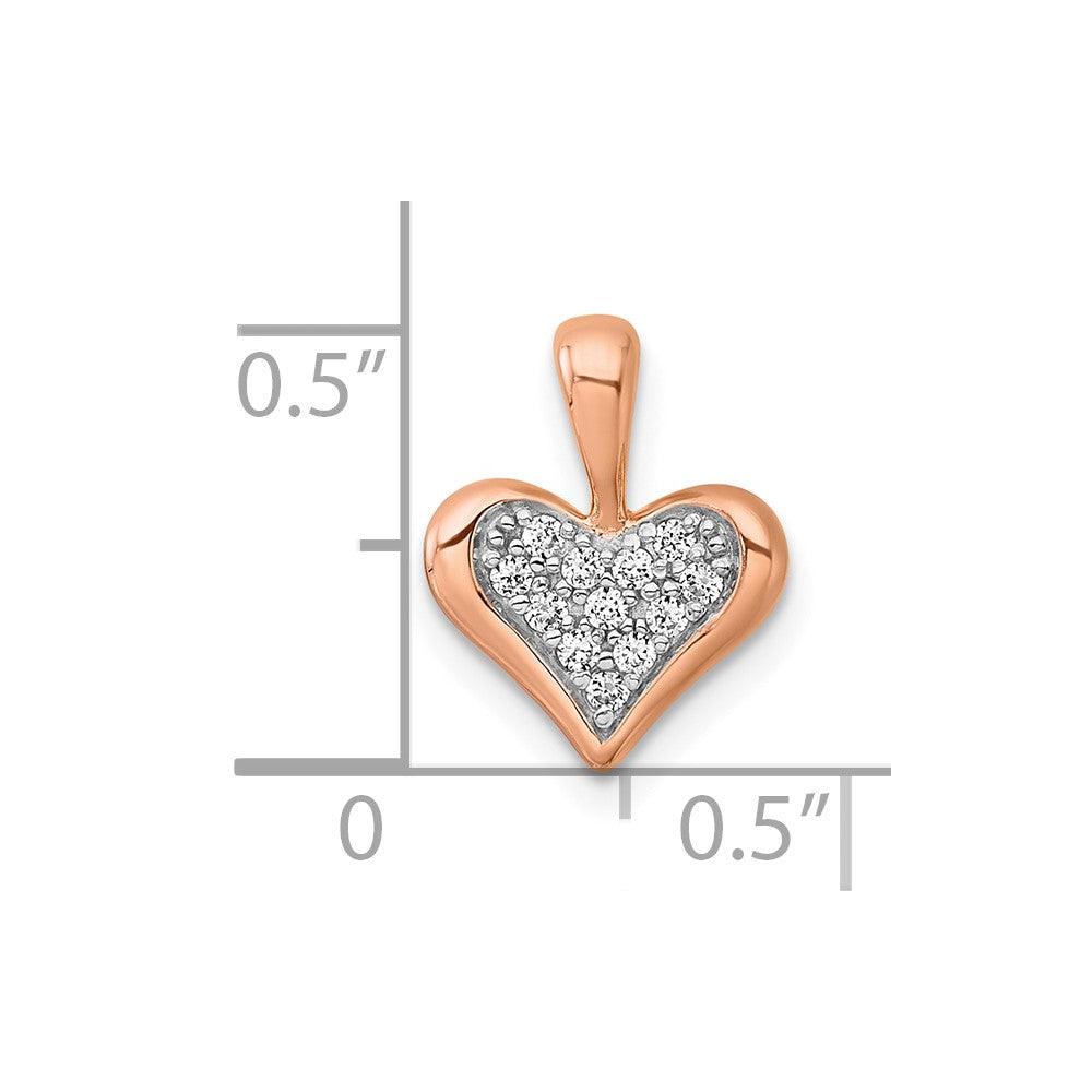 Sterling Silver Rhodium & Rose Gold-pltd CZ Heart Pendant