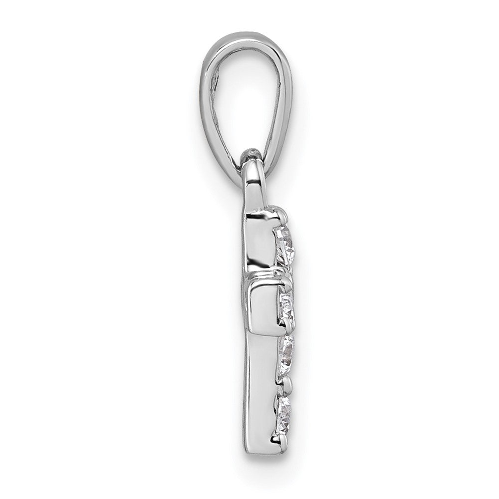 Sterling Silver Rhodium-plated CZ Cross Petite Pendant