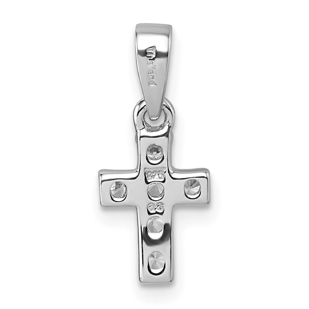 Sterling Silver Rhodium-plated CZ Cross Petite Pendant