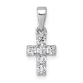 Sterling Silver Rhodium-plated CZ Cross Petite Pendant
