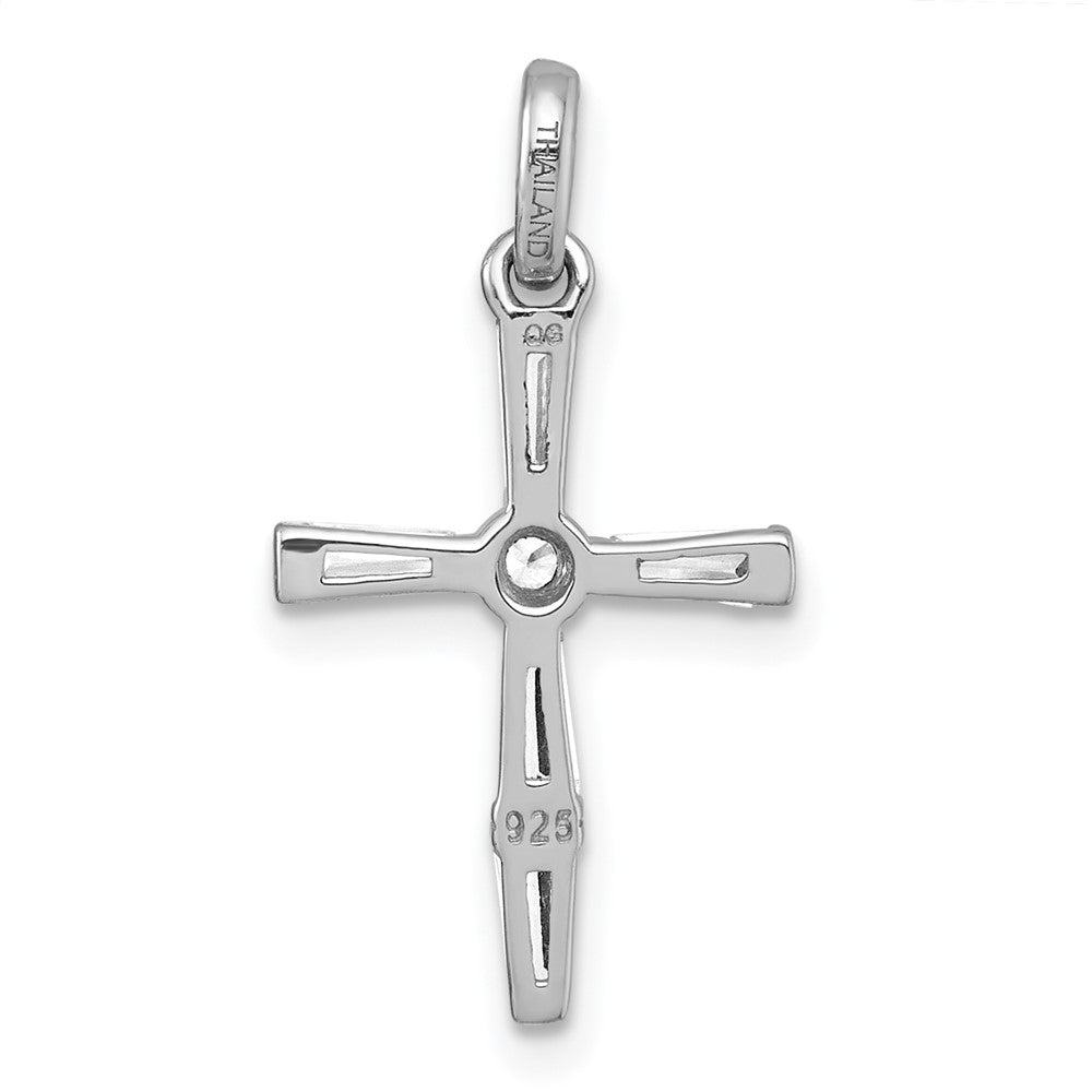 Sterling Silver Rhodium-plated Polished CZ Cross Pendant