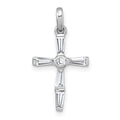 Sterling Silver Rhodium-plated Polished CZ Cross Pendant