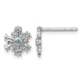 Sterling Silver Rhodium-plated Blue CZ Snowflake Post Earrings