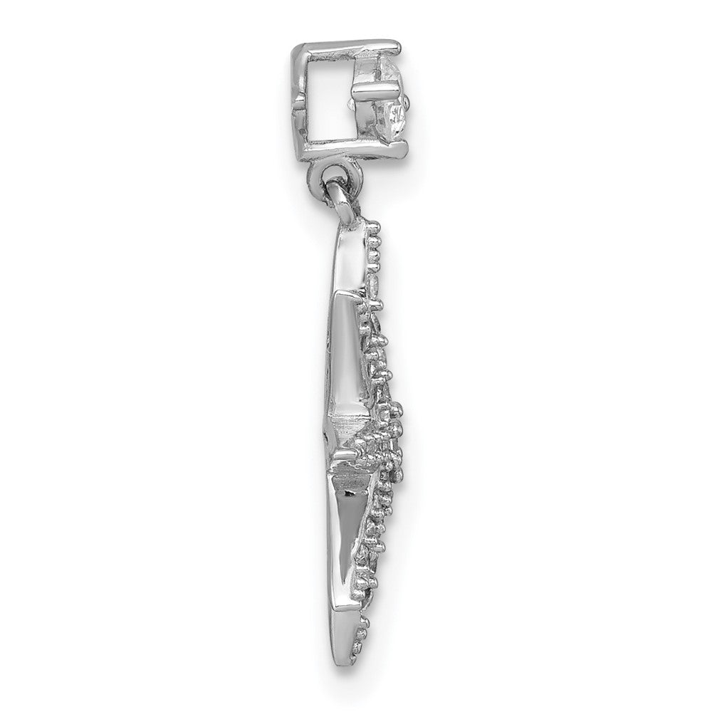 Sterling Silver Rhodium-plated Polished CZ Star Chain Slide