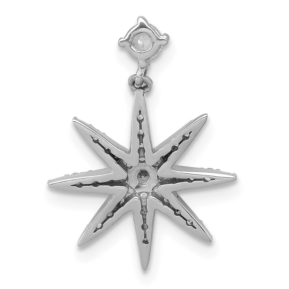 Sterling Silver Rhodium-plated Polished CZ Star Chain Slide