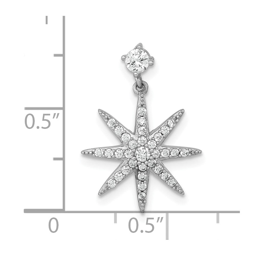 Sterling Silver Rhodium-plated Polished CZ Star Chain Slide