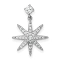 Sterling Silver Rhodium-plated Polished CZ Star Chain Slide