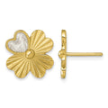 Sterling Silver Gold-tone Polished Enamel Lucky Clover Post Earrings