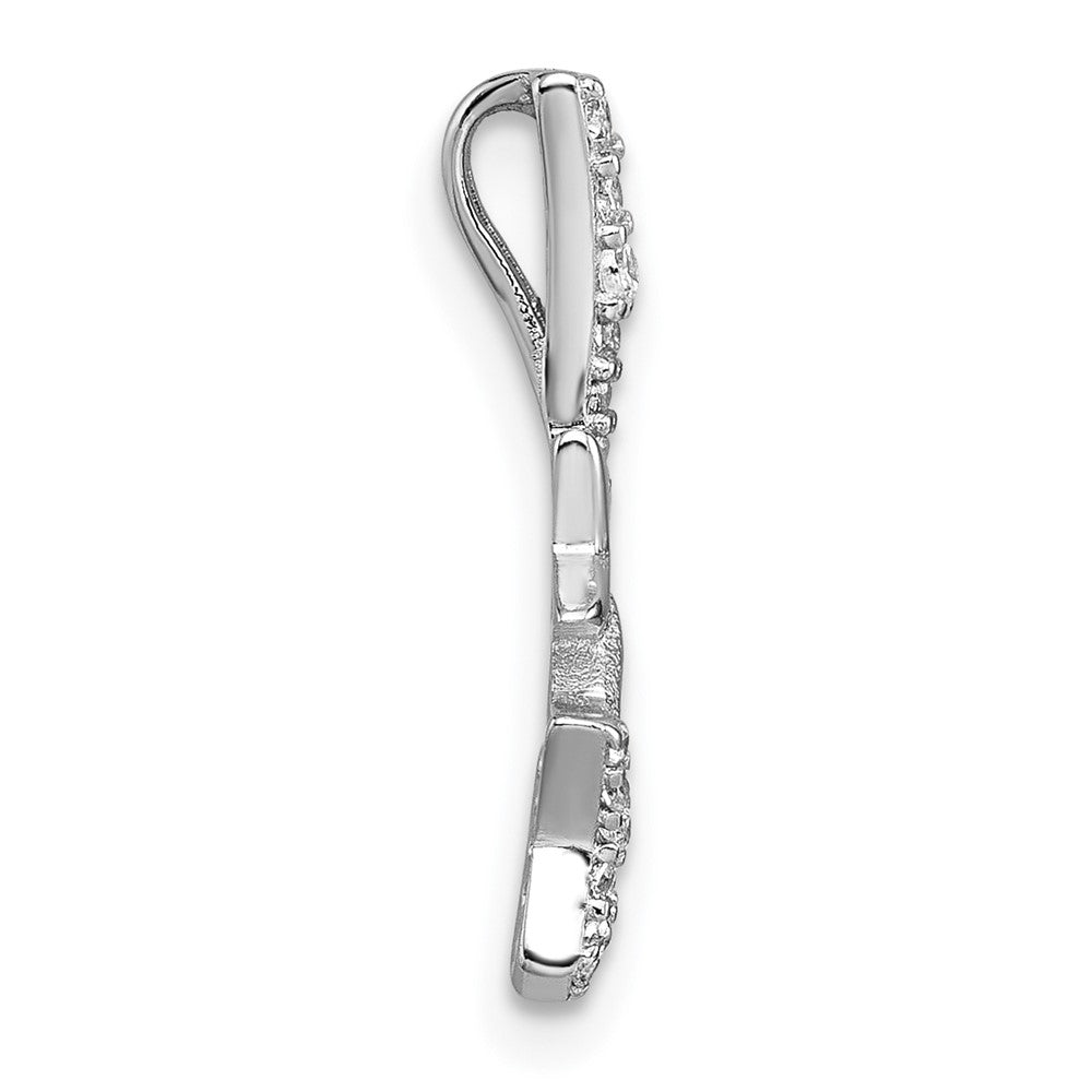 Sterling Silver RH-plated Polished CZ Shooting Stars Chain Slide Pendant